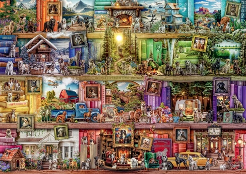 Dėlionė Ravensburger Puzzle 1000 Psy w bibliotece