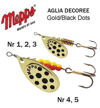 Sukriukė Mepps Aglia Gold/black dot 5 g