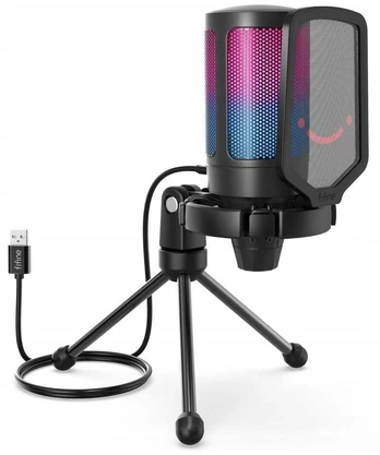 Fifine Studijinis kondensatorinis mikrofonas FB21B 1D33F AMPLIGAME RGB GL žaidėjams