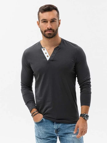 men's plain longsleeve l133 - dark pilkas