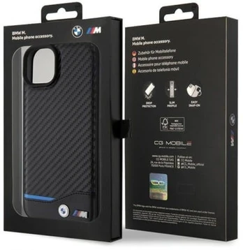 Dėklas BWM Leather Carbon  iPhone 15 Plus - Juodas