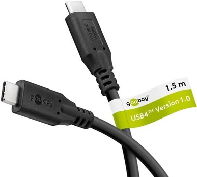 Goobay USB-C™ Cable, USB4™, 100 W, 40 Gbit/s, Power Delivery, 1.5 m, Juodas