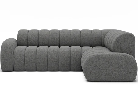 Villeo corner sofa with sleeping function and extendable seat, grey bouclé, right-hand, Modern, Gray