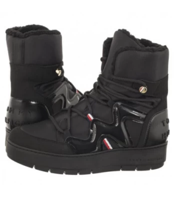 Tommy Hilfiger Patent Snowboot Black FW0FW07852 BDS (TH952-a) batai