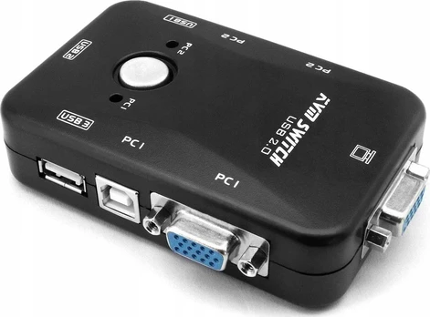 Przełącznik Pawonik PRZEŁĄCZNIK KVM VGA 2X1 SWITCH 3XUSB HUB BOX
