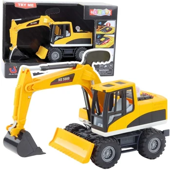 Lean Toys Construction Backhoe Bulldozer Movable Swivel Bucket Cab Lights Sounds