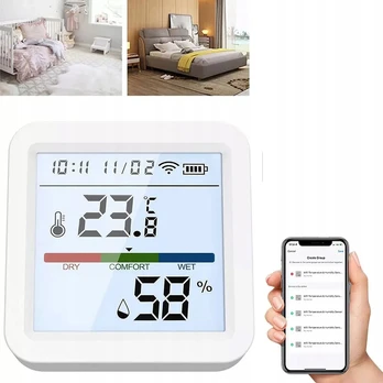 Zigbee temperatūros ir drėgmės jutiklis termometras Lcd ekranas Tuya Smart