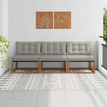 3 Vienetas Lauko Vidurinis Sofa Kietos akacijos mediena
