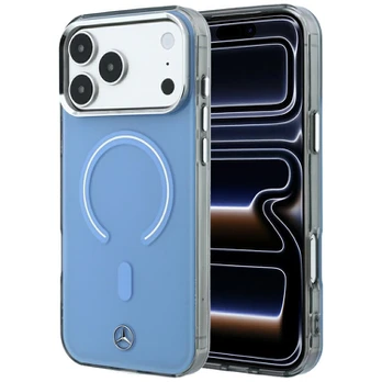 Dėklas Mercedes Double Layer Iconic Logo MagSafe do iPhone 18 Pro Max / 17 Pro Max mėlyna