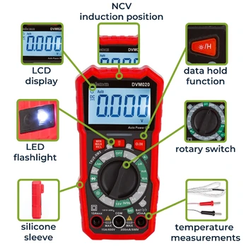 Universal rugged true RMS digital multimeter - CAT III - 600 V - 8 functions