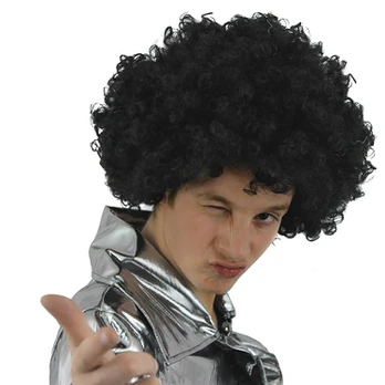 Karnavalinis garbanotas afro perukas vakarėliams, juodas