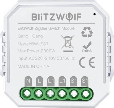 BlitzWolf 1 kanalo 10A Zigbee relė BWSS71