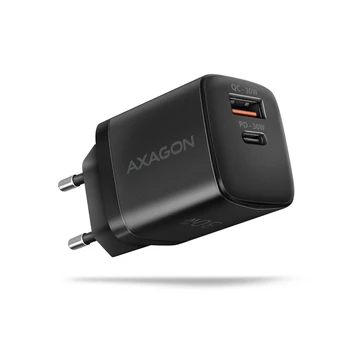 Axagon Sil sieninis įkroviklis 2x prievadas (USB-A + USB-C), PD3.0/QC4+/PPS/AFC/Apple. 30W bendra galia.