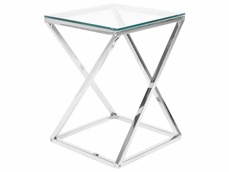Beliani Šoninis staliukas Stiklas Top Side Stalas Sidabrinė BEVERLY 139626 Spalva: Sidabrinė