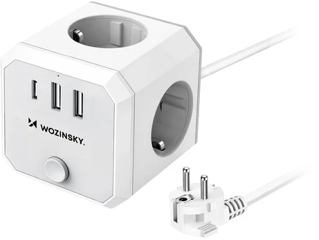 Wozinsky WKZ-3B Power Cube 3x AC 2x USB-A 1x USB-C 4000 W with 1.8 m Cable - Baltas