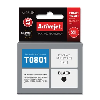 Activejet AE-801N rašalas (pakaitinis Epson T0801; Supreme; 15 ml; juodas)
