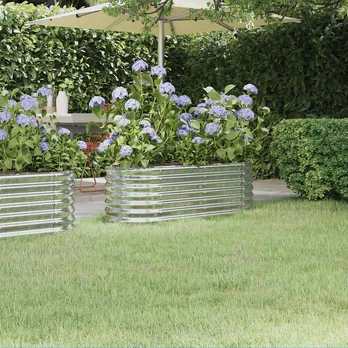 Sodo lovelis, sidabrinis, 114x40x36cm, plienas