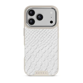 Glacial Desert - White Snakeskin iPhone 17 Pro Case, Elite Light (MagSafe) / Silver