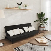Dvivietė sofa-lova, juodos spalvos, aksomas kaina
