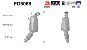 Suodžių / kietųjų dalelių filtras, išmetimo sistema AS FD5069