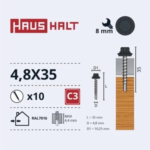 Savisriegis Haushalt, 4.8 mm x 35 mm, 10 vnt.