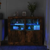 Šoninės spintelės su LED lemputėmis, 2vnt., dūminio ąžuolo kaina
