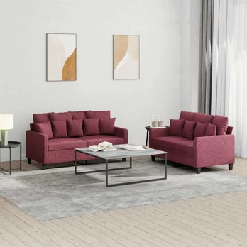 Sofa Sofos komplektas su pagalvėlėmis, 2 dalių, vyno, audinys