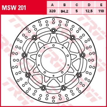 Stabdžių diskas MSW201 Priekis plaukiojantis TRW 320/94,2/5mm/110mm