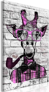 Artgeist Paveikslas - Giraffe with Pipe (1 Part) Vertical Rožinė kaina