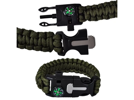 SURVIVAL BRANCHLET 5in1 PARACORD COMPASS žalias