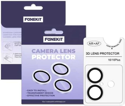 FoneKit kameran linssinsuoja, iPhone 16 / 16 Plus, läpinäkyvä