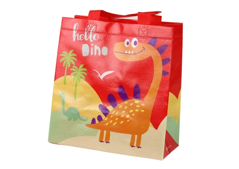 Lean Dinosaur Gift Bag Raudona 23cm x 21.5cm x 11cm