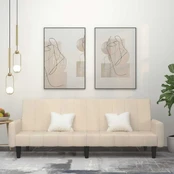 Dvivietė sofa-lova, kreminės spalvos, aksomas kaina