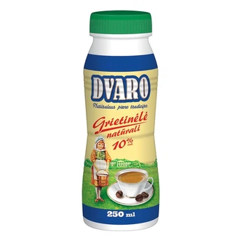 Natūrali DVARO grietinėlė, 10% rieb., 250 ml