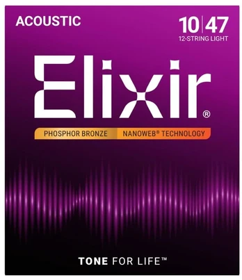Elixir Eliksyras 16152 Nanoweb Phosphor Bronze 12-stygei gitarai