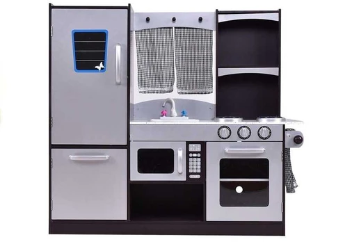 Daugiafunkcinė moderni medinė virtuvėlė Sidabrinis Kitchen