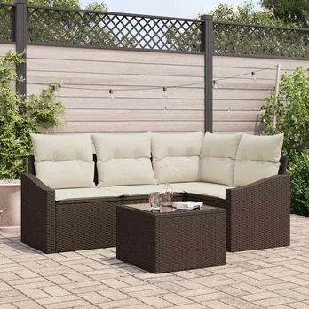 Sodo sofa komplektas 5 dalių Kreminė, Ruda