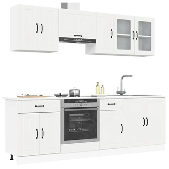 Virtuvinių spintelių komplektas, 8 dalių, Kalmar, balta