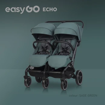 Vežimėlis dvynukams Easy go Echo, Sage green
