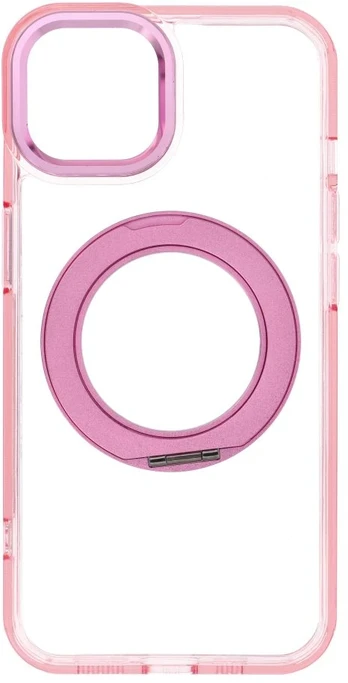 Dėklas Oem Case for iPhone 13 Frame Circle Stand compatible with MagSafe pink