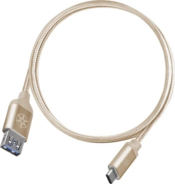 Kabelis USB SilverStone USB-A – USB-C 0,5 m Auksinis (52033)