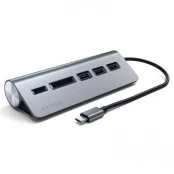 USB Hub Satechi USB-C Aluminum Hub & Card Reader Space Grey kaina