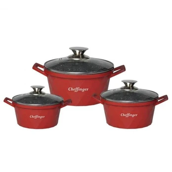 Puodų rinkinys - GENERIC - 6 dalys - Raudonas - Šiuolaikinis - Dizainas