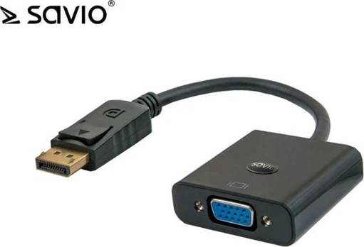 Adapteris AV Savio DisplayPort – D-Sub (VGA) juodas (CL-90B)