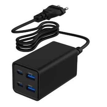 Universal charger 65W GaN 2xUSB-A 2xUSB-C fast charger black
