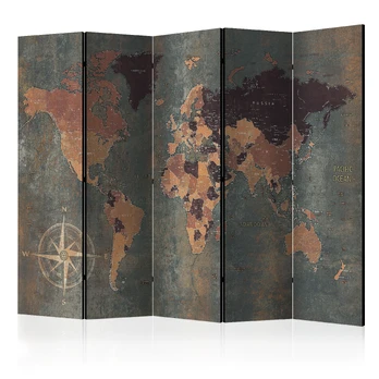 Artgeist Pertvara - Room divider – Map in browns and greys