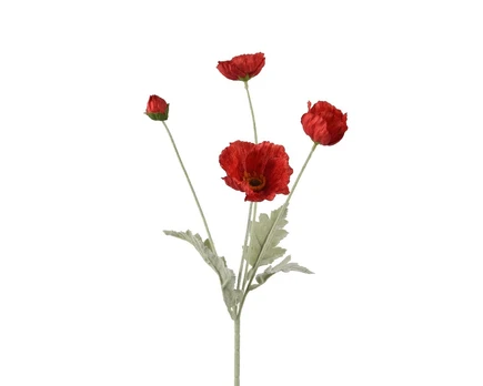 Dirbtinė gėlė aguona, raudona, 63 cm