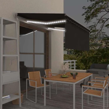Markizė su uždanga/LED/vėjo jutikliu, antracito, 3,5x2,5m