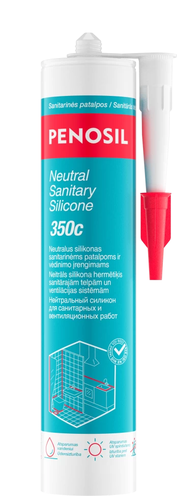 Silikoninis hermetikas PENOSIL NEUTRAL SANITARY SILICONE 350c, baltos sp., 280 ml
