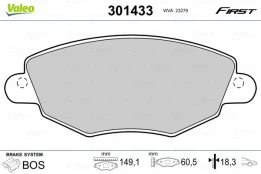 Stabdžių trinkelių rinkinys, diskinis stabdys VALEO 301433 kaina